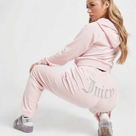 Juicy Couture Sleepwear Women's Pink Pajama Hoodie Velour Set size X-Large - Picture 2 of 14